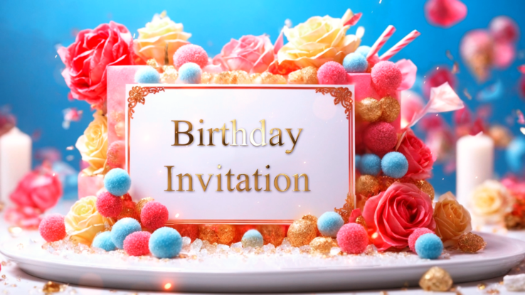 3D Design Birthday Party Invitation