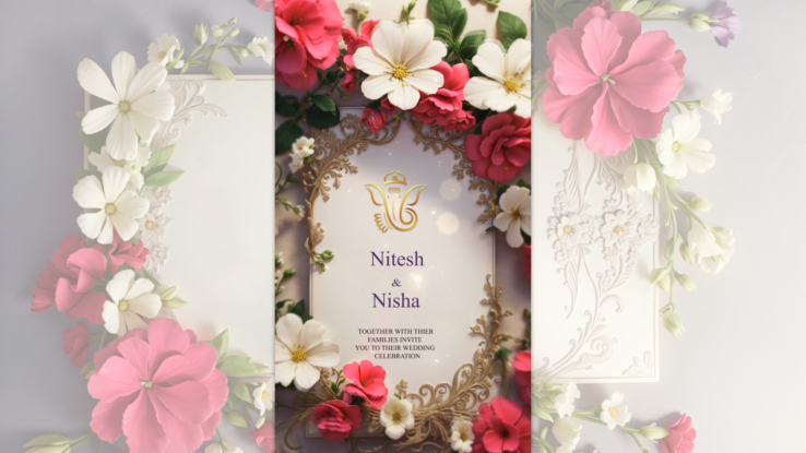 3D Floral Hindu Wedding Invitation