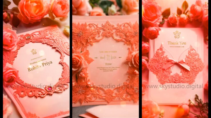 3D Floral Hindu Wedding Invitation