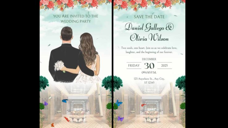 Lush Green Floral Wedding Invitation Video