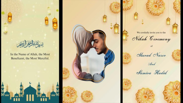 Gold Nikah Wedding Invitation Video