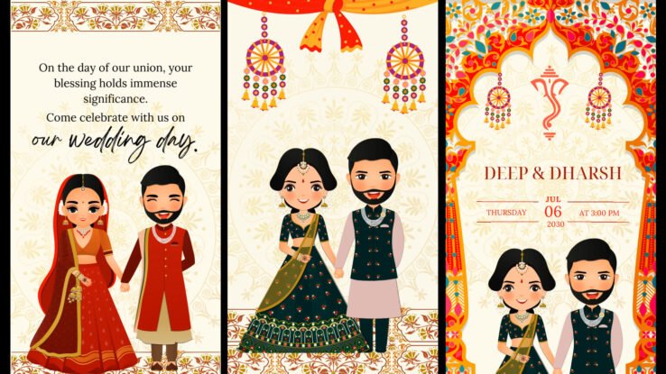 Yellow Cream Indian Wedding Invite