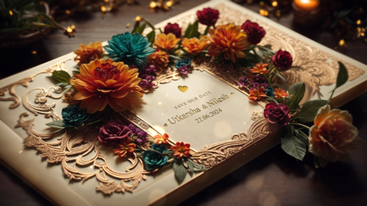 Elegant 3D Floral Wedding Invitation Video