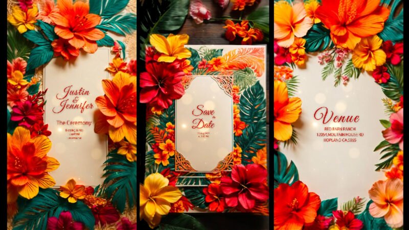 3D Floral Design Wedding Invitation