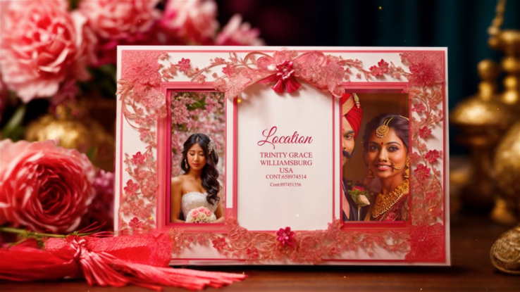 Pink Themed 3D Wedding Invitation