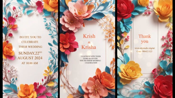 Unique 3D Floral Indian Wedding Invitation Video