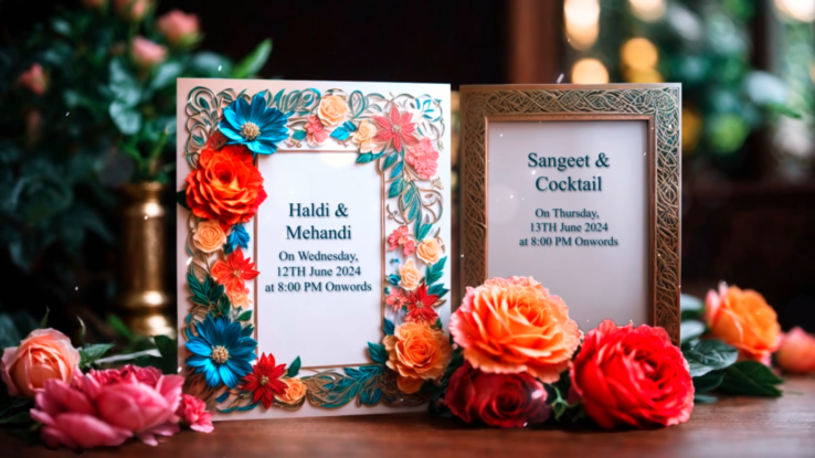 3D Floral Frame Wedding Invitation