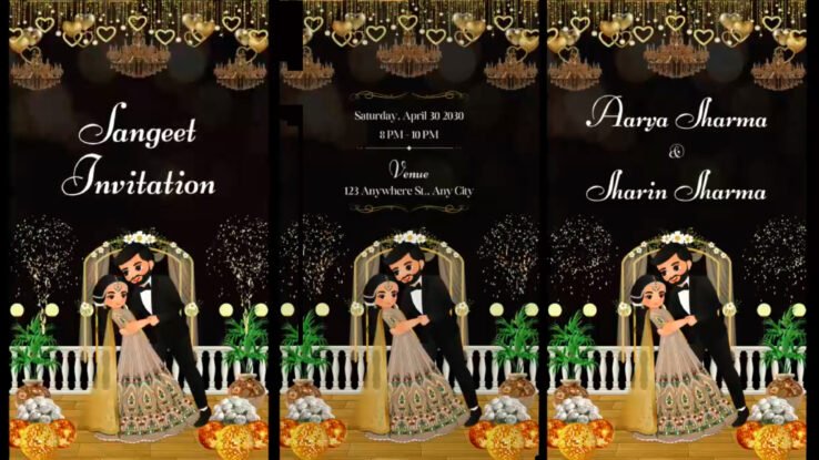 Black Sangeet Ceremony Invitation Video