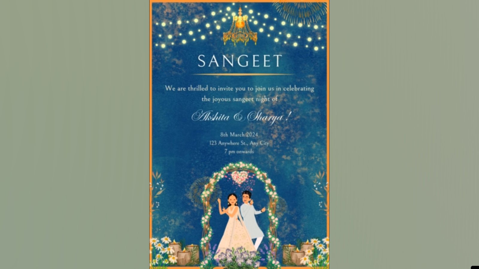 Sangeet Invitation Card for Indian Weddings