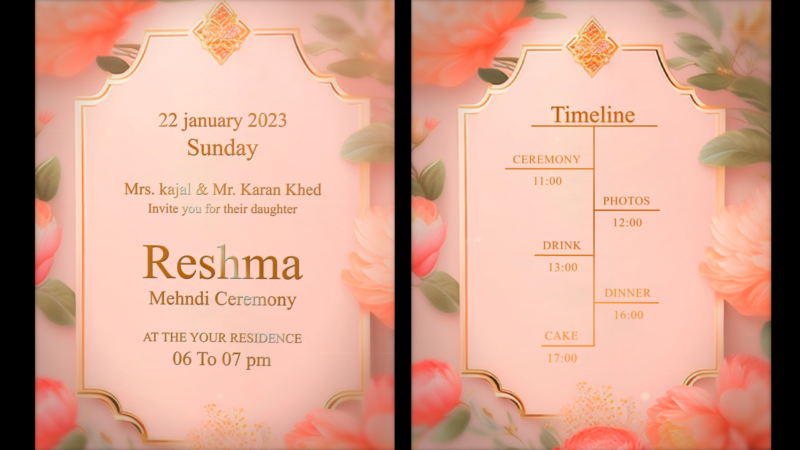 3D free Wedding invitation template