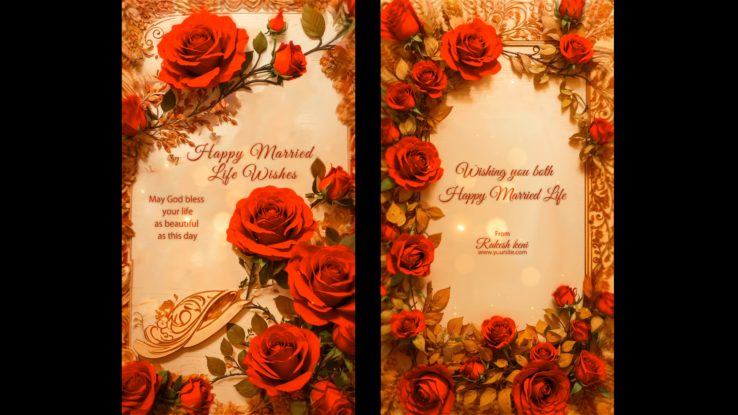 Red Rose & Golden Wedding Invitation